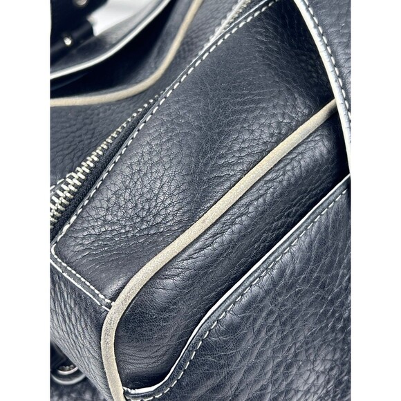 Cole Haan Black Pebbled Leather Satchel Bag with Robin Egg Blue Lining - Picture 5 of 9